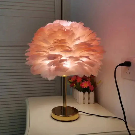 Lampe de chevet - Plumes LED - Design Romantique, Lumière Douce, Décoration Intérieure, Veilleuse, 1W Lampadia
