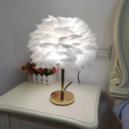 Lampe de chevet - Plumes LED - Design Romantique, Lumière Douce, Décoration Intérieure, Veilleuse, 1W Lampadia