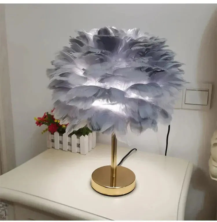 Lampe de chevet - Plumes LED - Design Romantique, Lumière Douce, Décoration Intérieure, Veilleuse, 1W Lampadia
