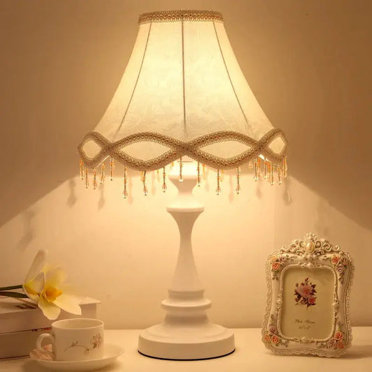 Lampe de chevet - Rétro Style Européen, Abat-jour en Tissu, Base en Fer, E27, 90-260V Lampadia
