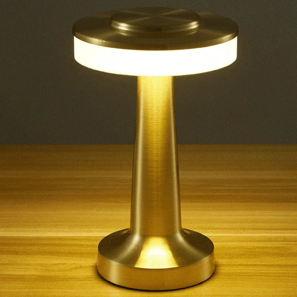 Lampe de chevet Sans Fil Dorée avec Capteur Tactile - Rechargeable, Variable, LED, Alliage et Aluminium, 3 Niveaux de Variation, Alimentation USB Lampadia