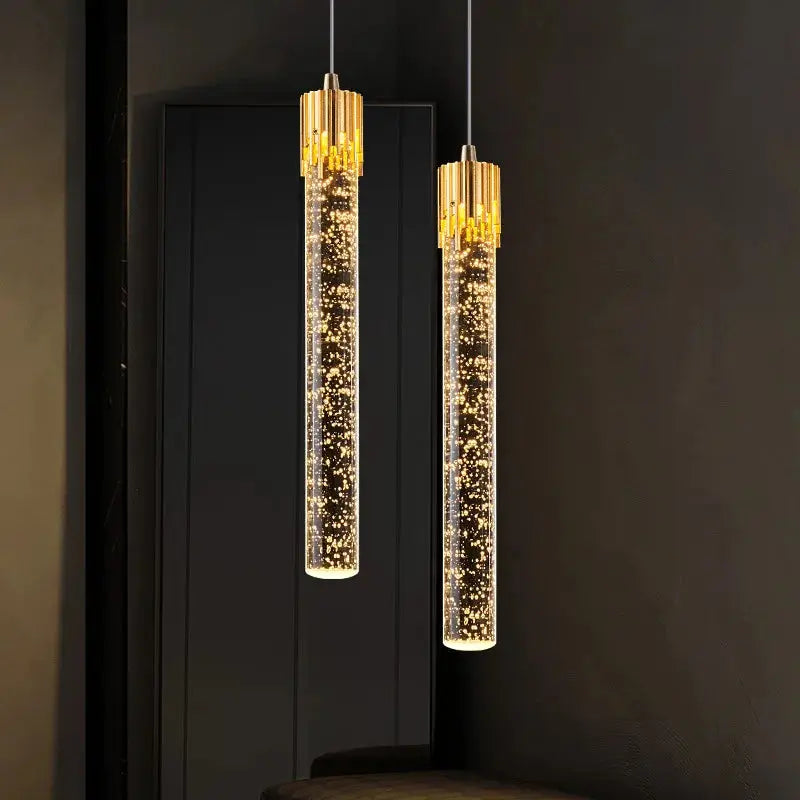 Lampe de chevet - Suspension Cristal Moderne - LED, Bulles Intérieures, Or, 90-260V, Chambre/Chevet/Salle à Manger Lampadia