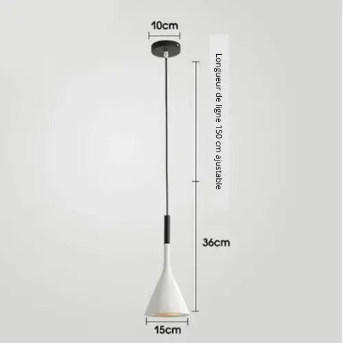 Lampe de chevet - Suspension LED Conique Design Nordique Moderne, E27 Lampadia