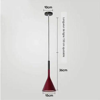 Lampe de chevet - Suspension LED Conique Design Nordique Moderne, E27 Lampadia