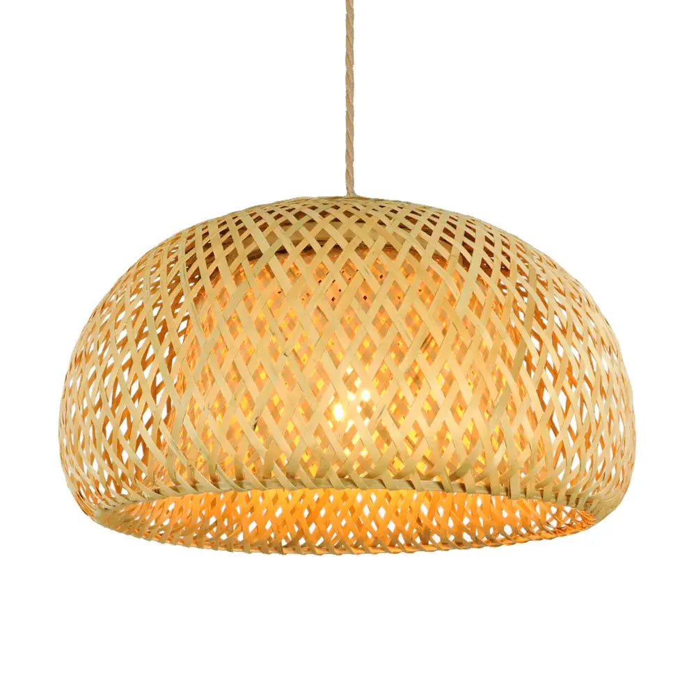 Lampe de chevet - Suspension Lanterne en Bambou Tressé Main - E27 - Style Chinois Lampadia