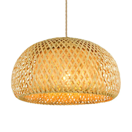 Lampe de chevet - Suspension Lanterne en Bambou Tressé Main - E27 - Style Chinois Lampadia