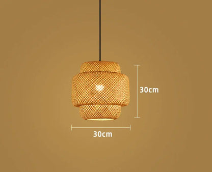 Lampe de chevet - Suspension Lanterne en Bambou Tressé Main - E27 - Style Chinois Lampadia