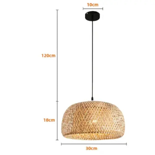 Lampe de chevet - Suspension Lanterne en Bambou Tressé Main - E27 - Style Chinois Lampadia