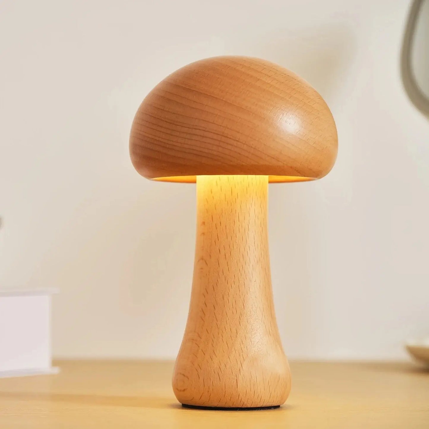 Lampe de chevet - Veilleuse Champignon en Bois - Lampe de Chevet LED Tactile, Design Naturel, Lumière Douce, Décoration Intérieure Lampadia