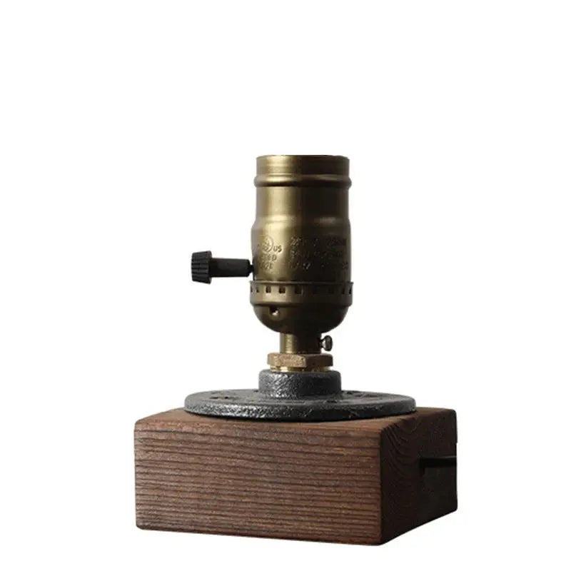 Lampe de chevet - Vintage Industrielle E27 -Bois, Fer, Style Art Déco Lampadia