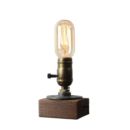 Lampe de chevet - Vintage Industrielle E27 -Bois, Fer, Style Art Déco Lampadia