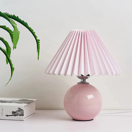 Lampe de chevet en Céramique - Design Vintage Plissé, LED E27 Tricolore Lampadia