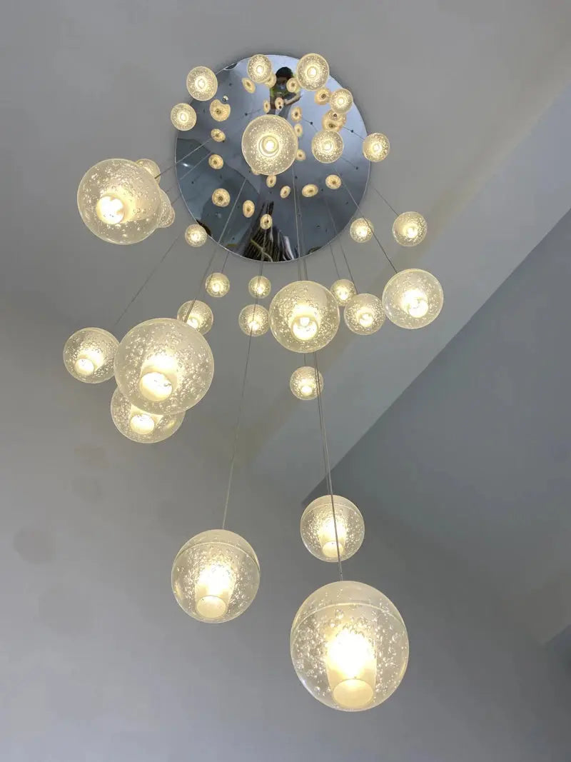 Lustre Suspension Boules de Cristal Moderne (Style Nordique, LED G4, Personnalisable) Lampadia