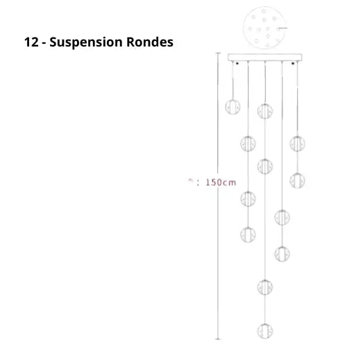 Lustre Suspension Boules de Cristal Moderne (Style Nordique, LED G4, Personnalisable) Lampadia