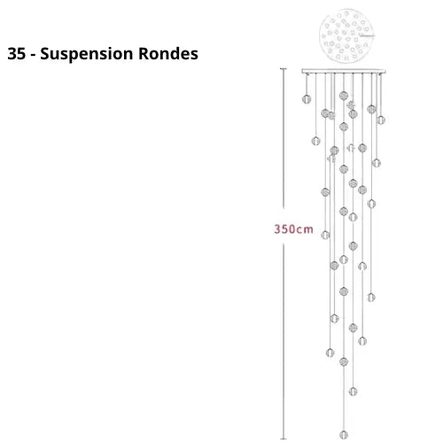 Lustre Suspension Boules de Cristal Moderne (Style Nordique, LED G4, Personnalisable) Lampadia