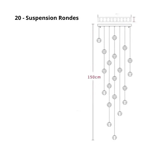 Lustre Suspension Boules de Cristal Moderne (Style Nordique, LED G4, Personnalisable) Lampadia