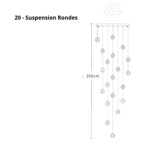 Lustre Suspension Boules de Cristal Moderne (Style Nordique, LED G4, Personnalisable) Lampadia