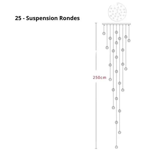 Lustre Suspension Boules de Cristal Moderne (Style Nordique, LED G4, Personnalisable) Lampadia
