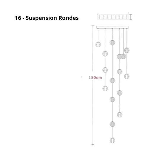 Lustre Suspension Boules de Cristal Moderne (Style Nordique, LED G4, Personnalisable) Lampadia