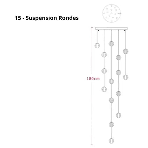 Lustre Suspension Boules de Cristal Moderne (Style Nordique, LED G4, Personnalisable) Lampadia