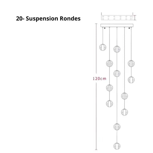 Lustre Suspension Boules de Cristal Moderne (Style Nordique, LED G4, Personnalisable) Lampadia