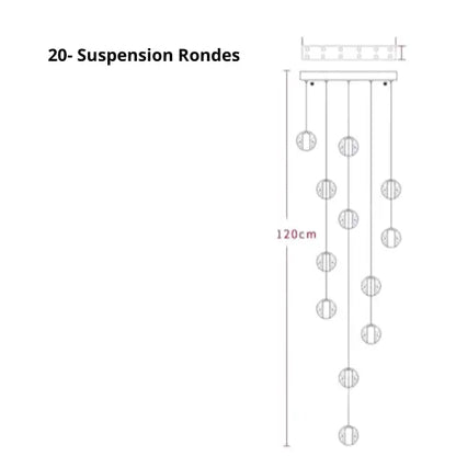 Lustre Suspension Boules de Cristal Moderne (Style Nordique, LED G4, Personnalisable) Lampadia