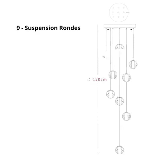 Lustre Suspension Boules de Cristal Moderne (Style Nordique, LED G4, Personnalisable) Lampadia