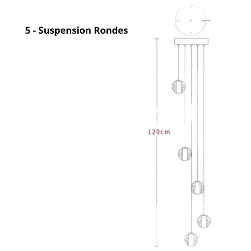 Lustre Suspension Boules de Cristal Moderne (Style Nordique, LED G4, Personnalisable) Lampadia