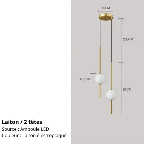 Suspension LED Minimaliste - Boules en Verre, Design Nordique Lampadia