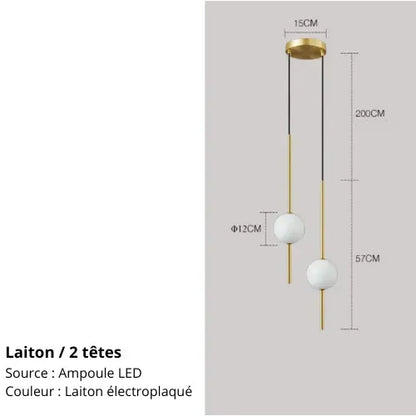 Suspension LED Minimaliste - Boules en Verre, Design Nordique Lampadia