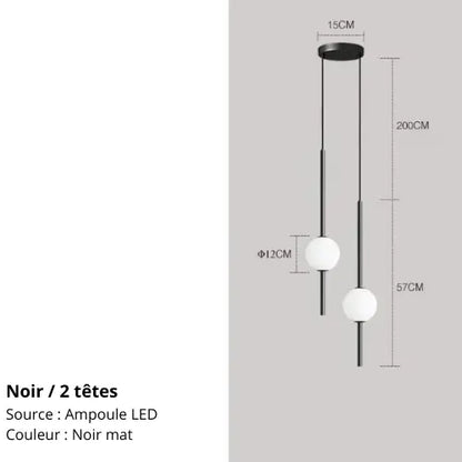 Suspension LED Minimaliste - Boules en Verre, Design Nordique Lampadia