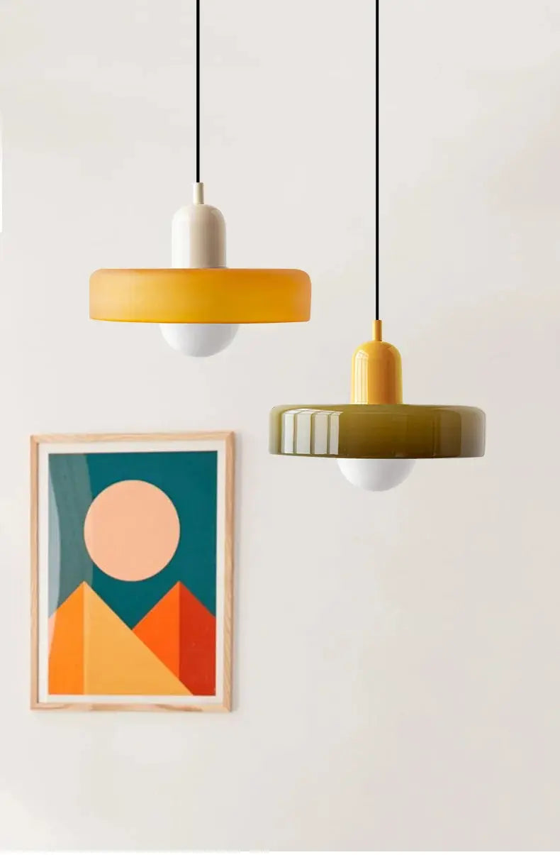 Suspension en Verre Nordique Rétro - Multi-Couleurs, E27, 90-260V, Design Contemporain Lampadia