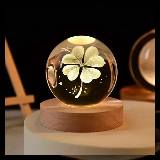 Veilleuse Boule de Cristal Base en Bois Lampadia