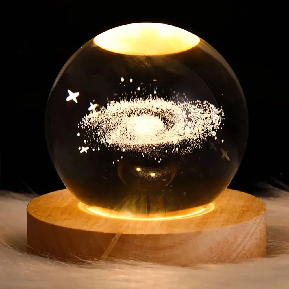Veilleuse Boule de Cristal Base en Bois Lampadia