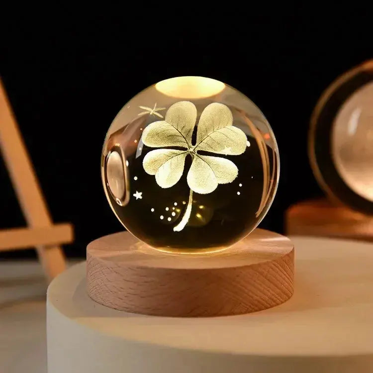 Veilleuse Boule de Cristal Base en Bois Lampadia