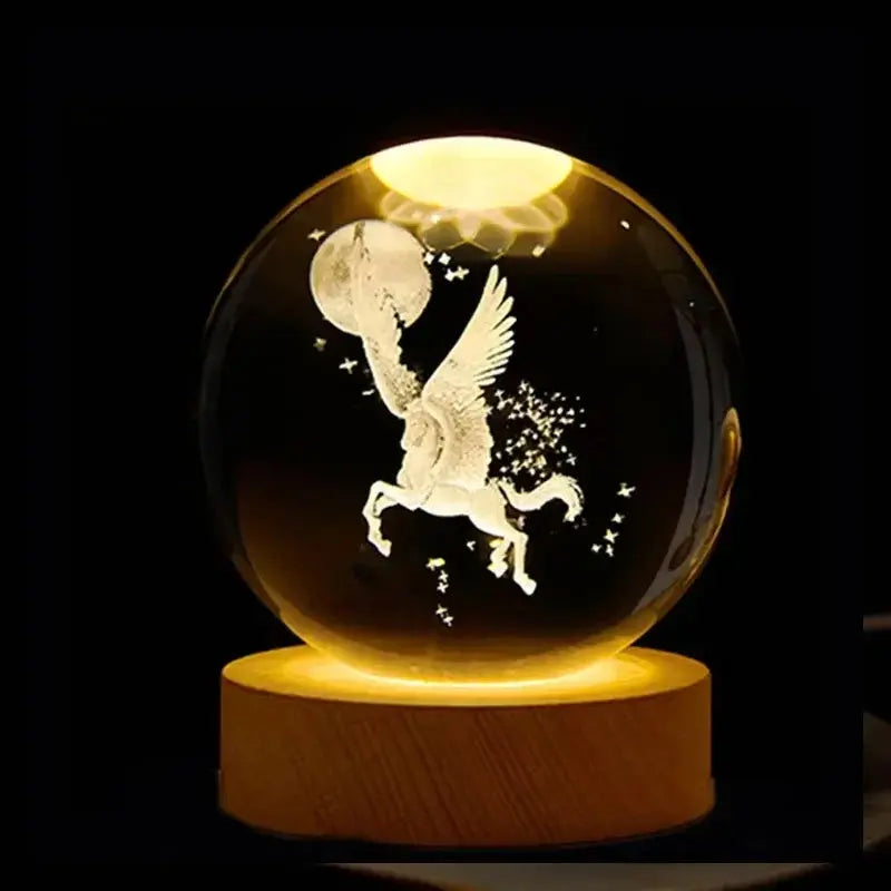 Veilleuse Boule de Cristal Base en Bois Lampadia