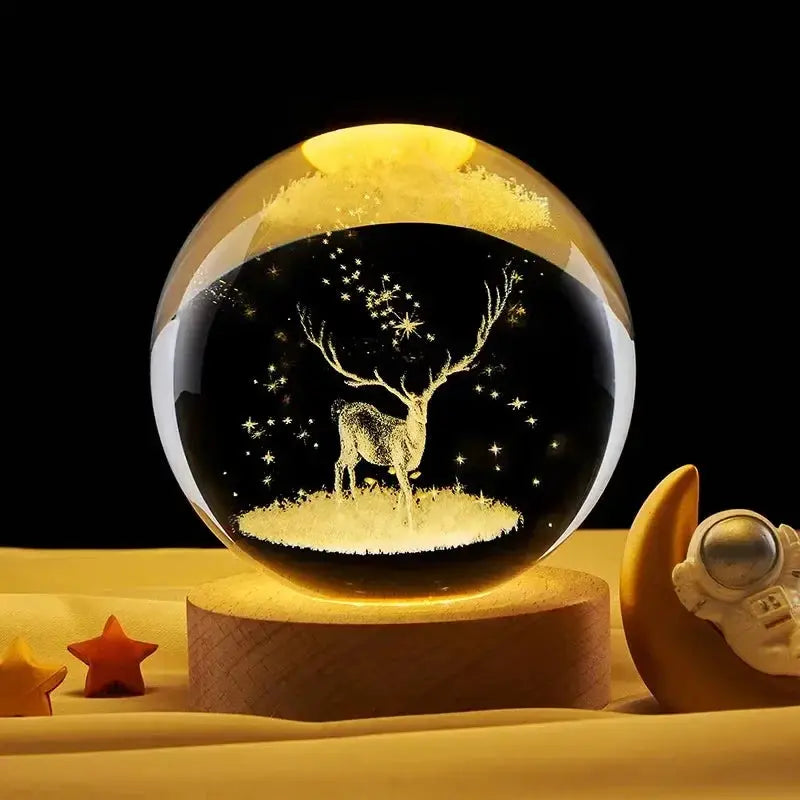 Veilleuse Boule de Cristal Base en Bois Lampadia