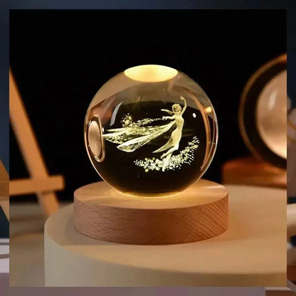 Veilleuse Boule de Cristal Base en Bois Lampadia