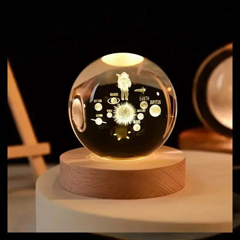 Veilleuse Boule de Cristal Base en Bois Lampadia
