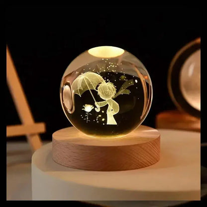 Veilleuse Boule de Cristal Base en Bois Lampadia