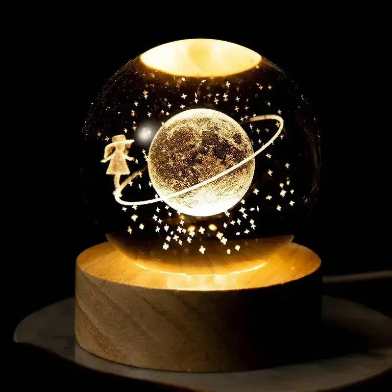 Veilleuse Boule de Cristal Base en Bois Lampadia